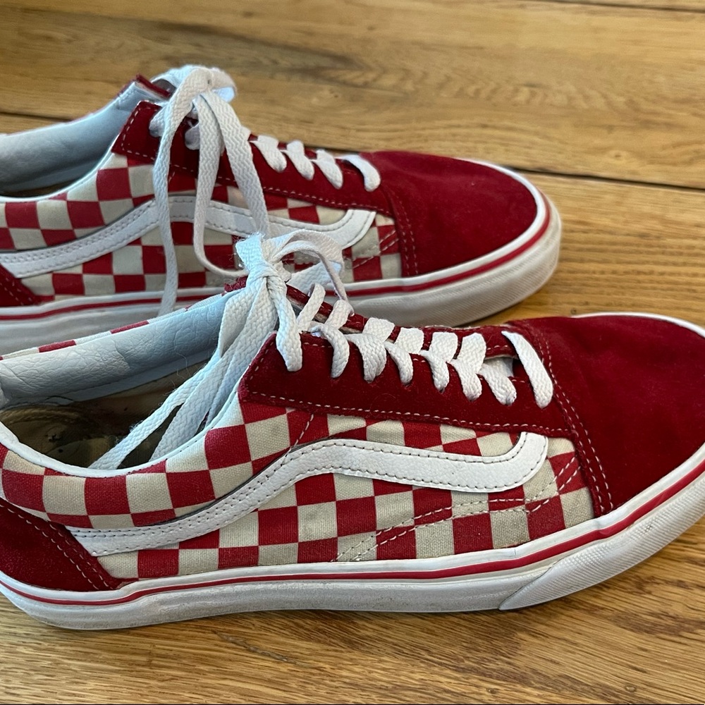 Red and White checkered Vans